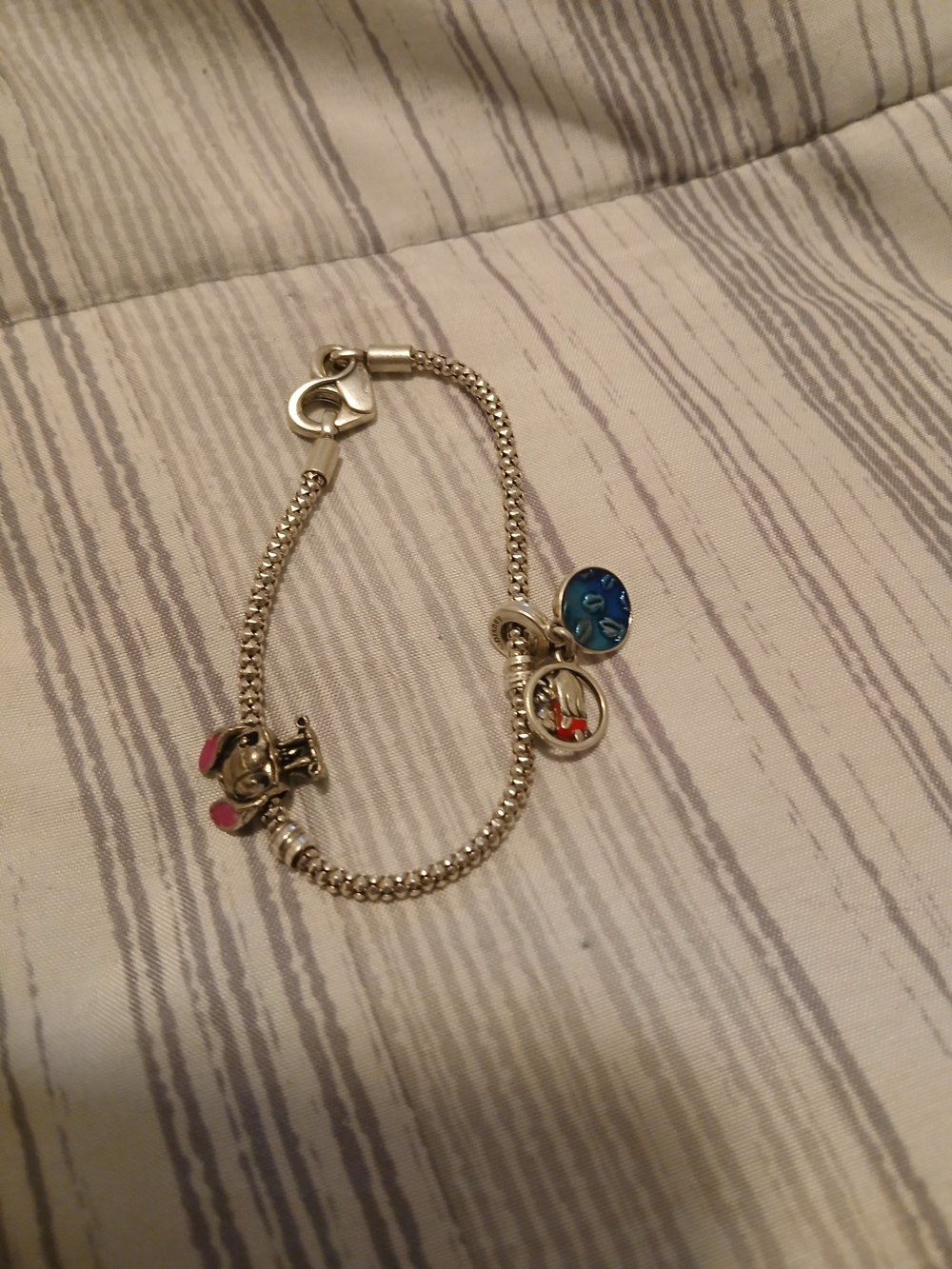 Pandora Silver Charm Bracelet with Stitch Charms